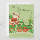 Cartes Pour Fêtes Annuelles Santa Claus Sur Le Train De Noël Rétro Vintage<br><div class="desc">Santa Claus Sur Vintage Retro Train de Noël Carte de vacances.</div>