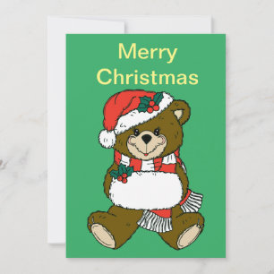 Cartes Pour Fêtes Annuelles Santa Claus Teddy Bear Art animal de Noël