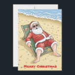 Cartes Pour Fêtes Annuelles Santa Claus Tropical Beach Joyeux Noël<br><div class="desc">Donnez à vos proches un peu de chaleur de Noël avec cette carte postale amusante ! L'illustration montre le Père Noël se prélassant au soleil sur la plage sous les palmiers, au lieu du traîneau traditionnel et de la neige. C'est un choix parfait pour ceux qui aiment une approche insolite...</div>