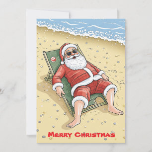 Cartes Pour Fêtes Annuelles Santa Claus Tropical Beach Joyeux Noël
