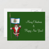 Cartes Pour Fêtes Annuelles Santa Claus With Ensign Of West Virginia (Devant / Derrière)