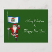 Cartes Pour Fêtes Annuelles Santa Claus With Ensign Of West Virginia (Devant)