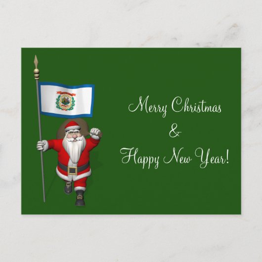 Cartes Pour Fêtes Annuelles Santa Claus With Ensign Of West Virginia (Devant)