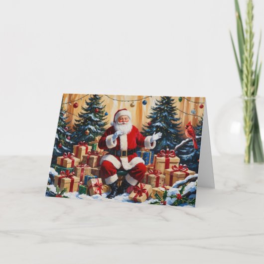 Cartes Pour Fêtes Annuelles Santa Clause avec cadeaux de Noël (Devant)