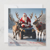 Cartes Pour Fêtes Annuelles Santa Clause chevauchant un 4-roues (Devant)