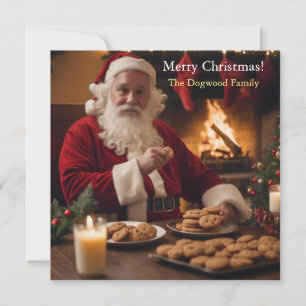 Cartes Pour Fêtes Annuelles Santa Clause mangeant des cuisines