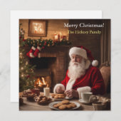 Cartes Pour Fêtes Annuelles Santa Clause mangeant des cuisines (Devant / Derrière)