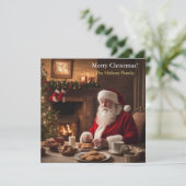Cartes Pour Fêtes Annuelles Santa Clause mangeant des cuisines (Debout devant)