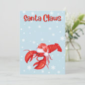 Cartes Pour Fêtes Annuelles Santa Claws Pun Drôle Homard Crustacécore (Debout devant)