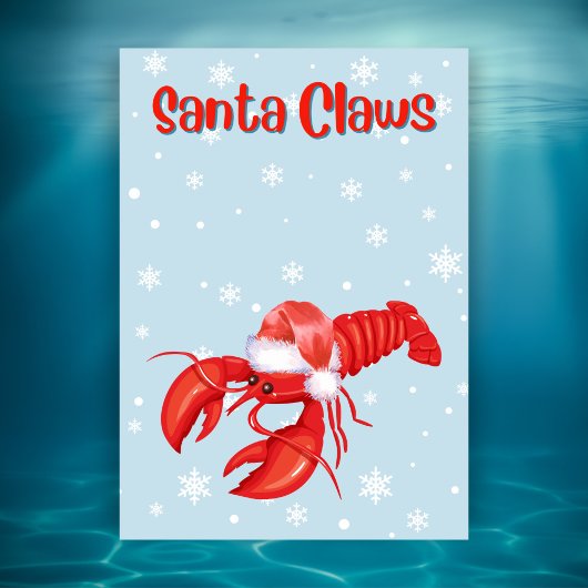 Cartes Pour Fêtes Annuelles Santa Claws Pun Drôle Homard Crustacécore