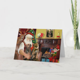 Cartes Pour Fêtes Annuelles Santa - Deux Terriers de Border