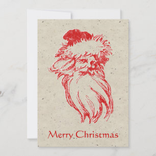 Cartes Pour Fêtes Annuelles Santa Distressed Faux Letterpress Style Speckle