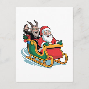 Cartes Pour Fêtes Annuelles Santa et Krampus Evil Dark Noël Horreur Xmas