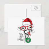 Cartes Pour Fêtes Annuelles Santa Girafe (Devant / Derrière)