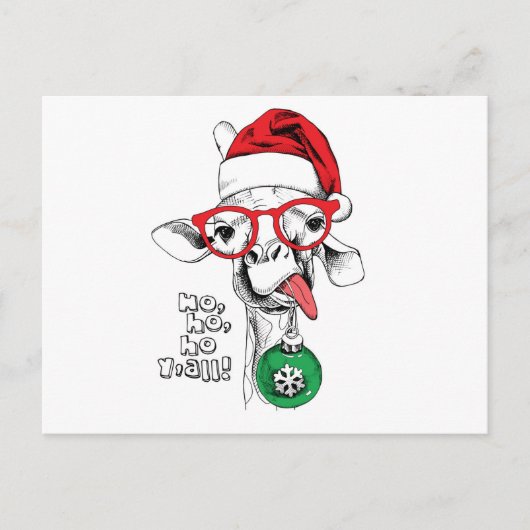 Cartes Pour Fêtes Annuelles Santa Girafe (Devant)