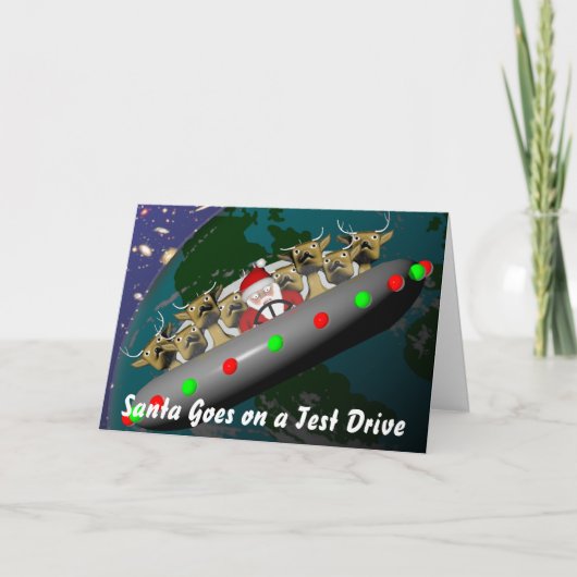 Cartes Pour Fêtes Annuelles Santa Goes on Test Drive (Devant)