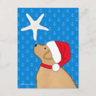 Cartes Pour Fêtes Annuelles Santa Golden Retriever Noël au bord de la mer 2026