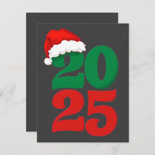 Cartes Pour Fêtes Annuelles Santa Hat 2025 - Compte à rebours de Noël (Devant / Derrière)