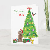 Cartes Pour Fêtes Annuelles Santa Hat Cockapoo Chien et arbre de vacances (Devant)