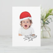 Cartes Pour Fêtes Annuelles Santa Hat Rouge Joyeux Noël Script Gai (Debout devant)