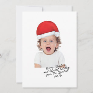 Cartes Pour Fêtes Annuelles Santa Hat Rouge Joyeux Noël Script Gai