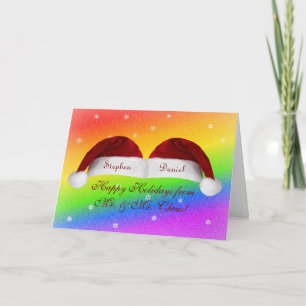 Cartes Pour Fêtes Annuelles Santa Hats et Rainbows