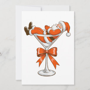 Cartes Pour Fêtes Annuelles Santa Martini Coquette Féminin Noël Arc Festif