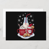 Cartes Pour Fêtes Annuelles Santa Noël Lait et Cookies Latte Famille Xmas (Devant / Derrière)