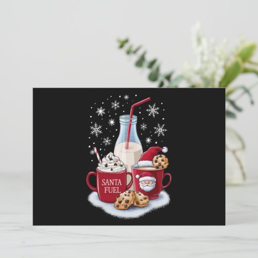 Cartes Pour Fêtes Annuelles Santa Noël Lait et Cookies Latte Famille Xmas (Debout devant)