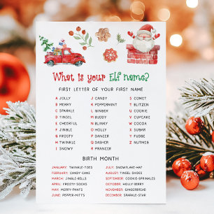 Cartes Pour Fêtes Annuelles Santa Noël Quel est votre jeu de nom de lutin