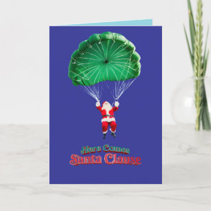 Cartes Pour Fêtes Annuelles Santa Parachute