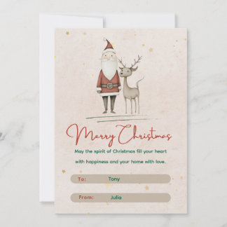 Cartes Pour Fêtes Annuelles 🎅Santa & Reindeer Merry Christmas