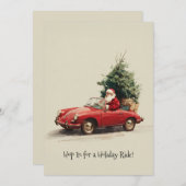 Cartes Pour Fêtes Annuelles Santa’s Joyride in Red Convertible (Devant / Derrière)