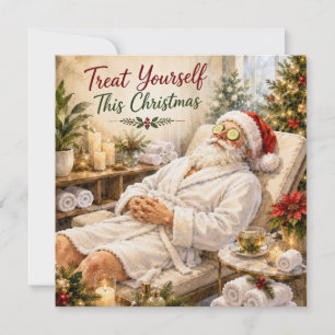 Cartes Pour Fêtes Annuelles Santa se détendant dans un sauna, détendez-vous pe