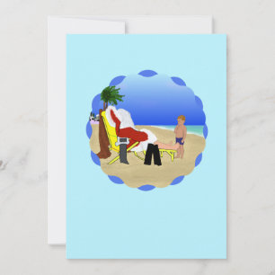 Cartes Pour Fêtes Annuelles Santa se repose sur la plage