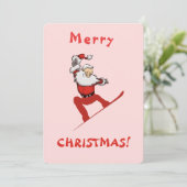 Cartes Pour Fêtes Annuelles Santa Skateboard (Debout devant)