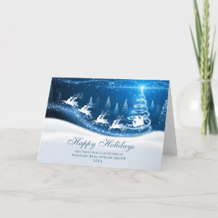 Cartes Pour Fêtes Annuelles Santa Sleigh Merry Christmas Corporate Greeting