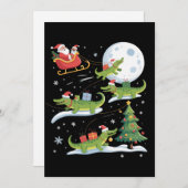 Cartes Pour Fêtes Annuelles Santa Sleigh Riding Alligator Christmas Funny Xmas (Devant / Derrière)