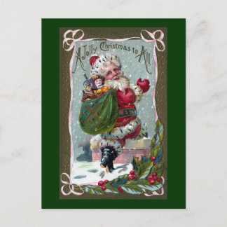 Cartes Pour Fêtes Annuelles Santa Stepping Into Chimney