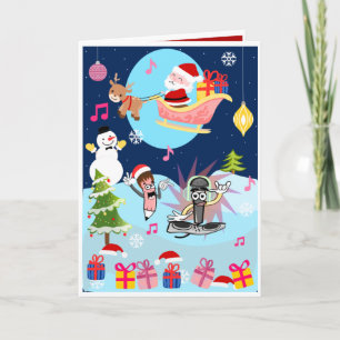 Cartes Pour Fêtes Annuelles Santa Up, Up and Away