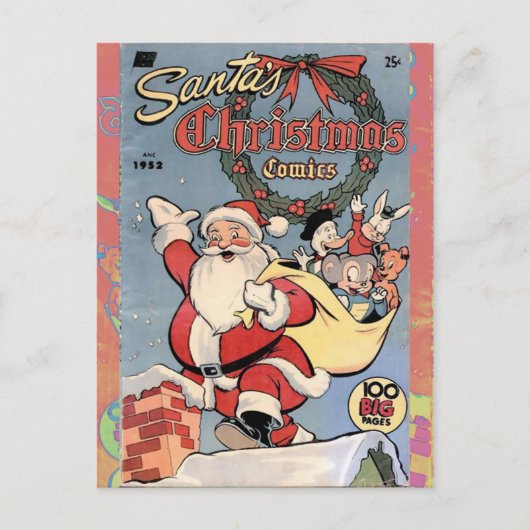 Cartes Pour Fêtes Annuelles Santa's Christmas Comics 1952 (Devant)