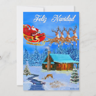 CARTES POUR FÊTES ANNUELLES SANTA'S FLYING REINDEER SLEIGH