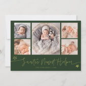 Cartes Pour Fêtes Annuelles Santa's Helper Christmas Green Birth Announcement (Devant)