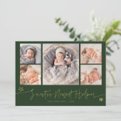 Cartes Pour Fêtes Annuelles Santa's Helper Christmas Green Birth Announcement (Debout devant)