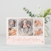 Cartes Pour Fêtes Annuelles Santa's Helper Christmas Peach Birth Announcement (Debout devant)