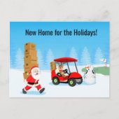 Cartes Pour Fêtes Annuelles Santa's Moving Boxes with Reindeer on Golf Course (Devant)