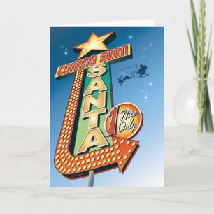 Cartes Pour Fêtes Annuelles Santas Prochainement Neon Signer Retro Christmas C