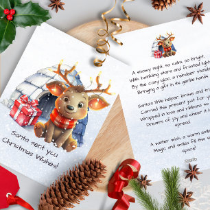 Cartes Pour Fêtes Annuelles Santas Reindeer Rhyme Poème nordique Enfants Noël