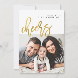 Cartes Pour Fêtes Annuelles Santé Gold Calligraphy Photo New Years Card