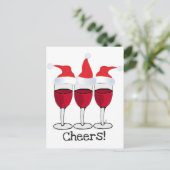 CARTES POUR FÊTES ANNUELLES SANTÉ! VINS ROUGES ET NOËL CASQUETTES IMPRIMER (Debout devant)